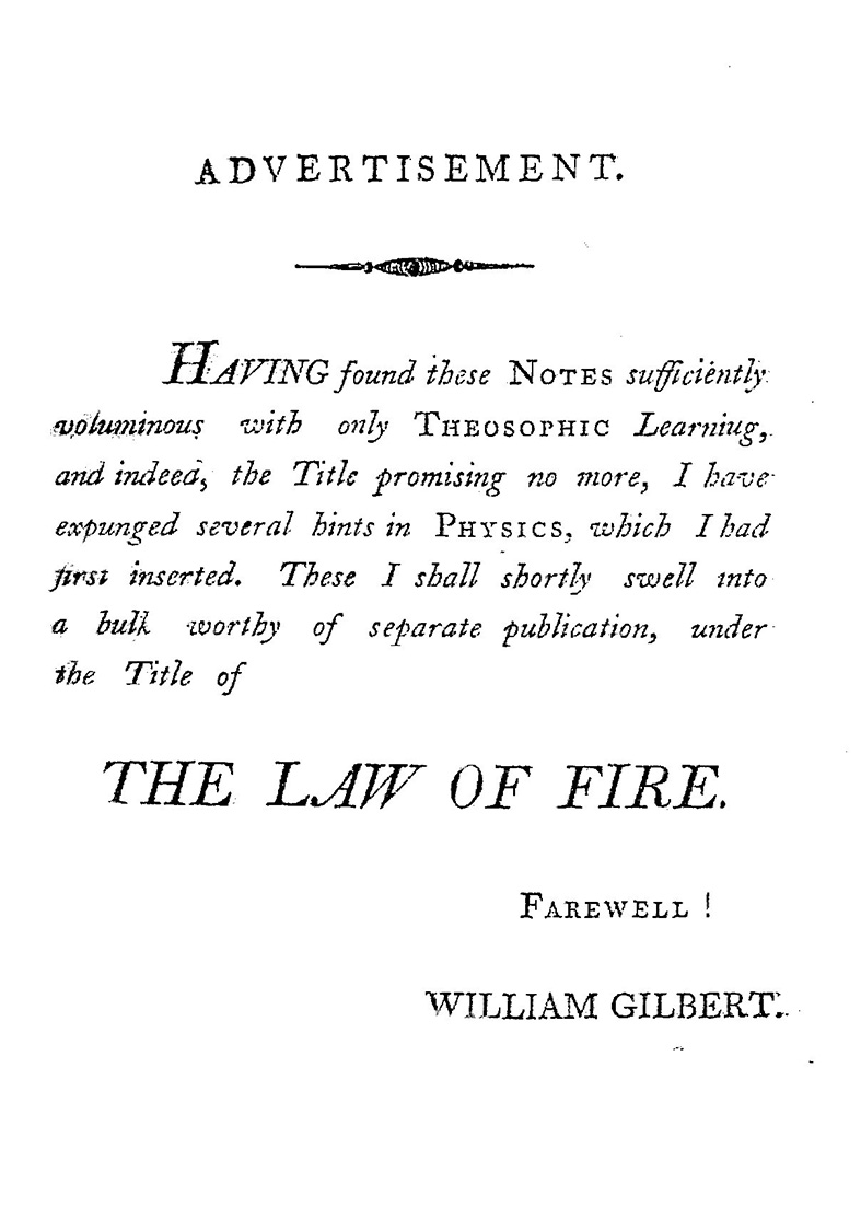 Final page of The Hurricane: advertisement for Gilbert's 'The Law of Fire'